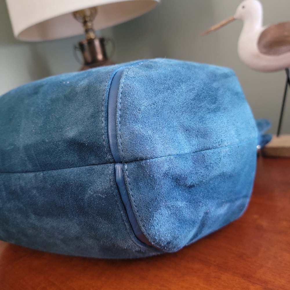 Coach F24689 Colette Tote Teal Blue Leather Suede Bag - Picture 9 of 15